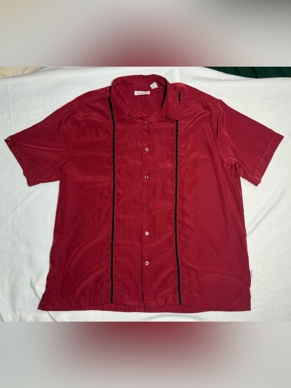 Cubavera Men’s Burgundy Short Sleeve Button Up Shirt - Picture 1 of 5